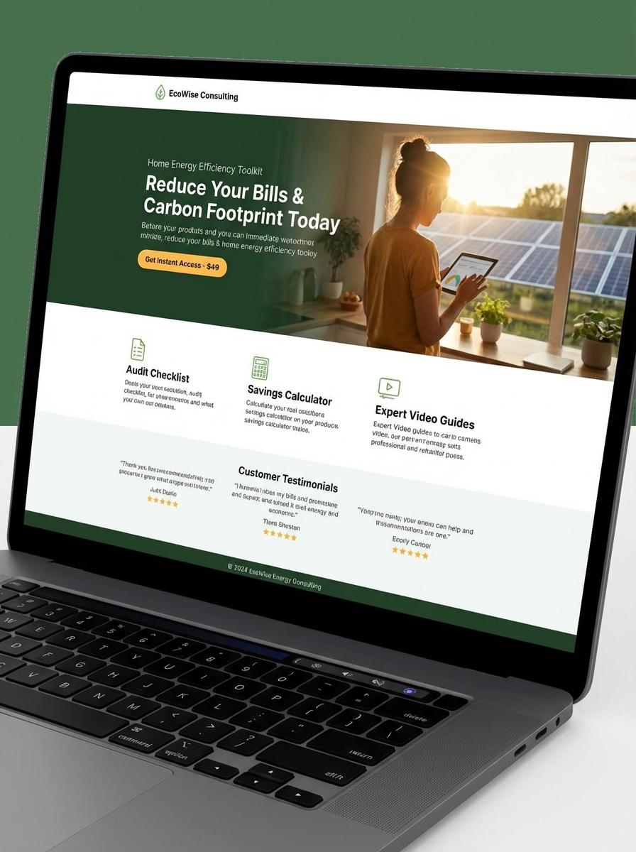 Landing page for digital product Energy consultant