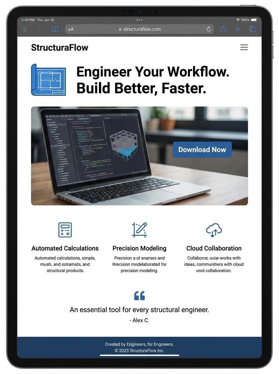 Landing page for digital product Engineer