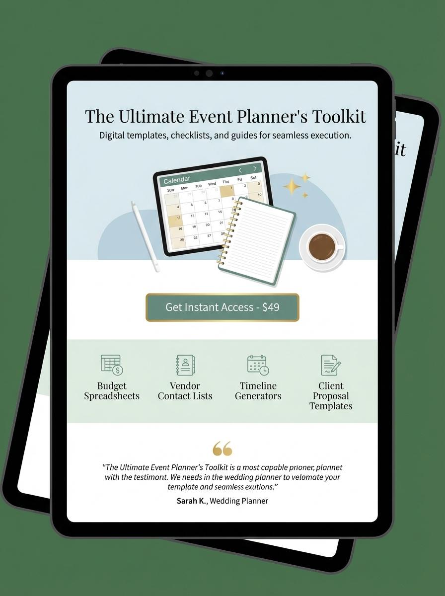 Landing page for digital product Event planner