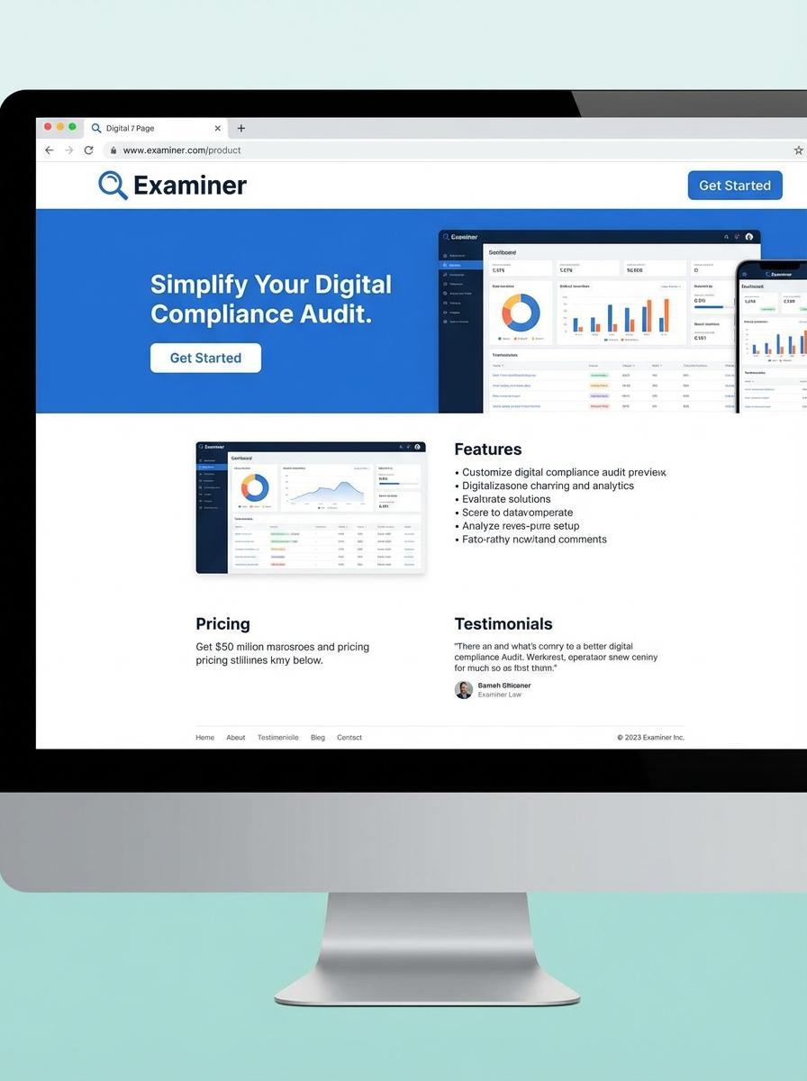 Landing page for digital product Examiner