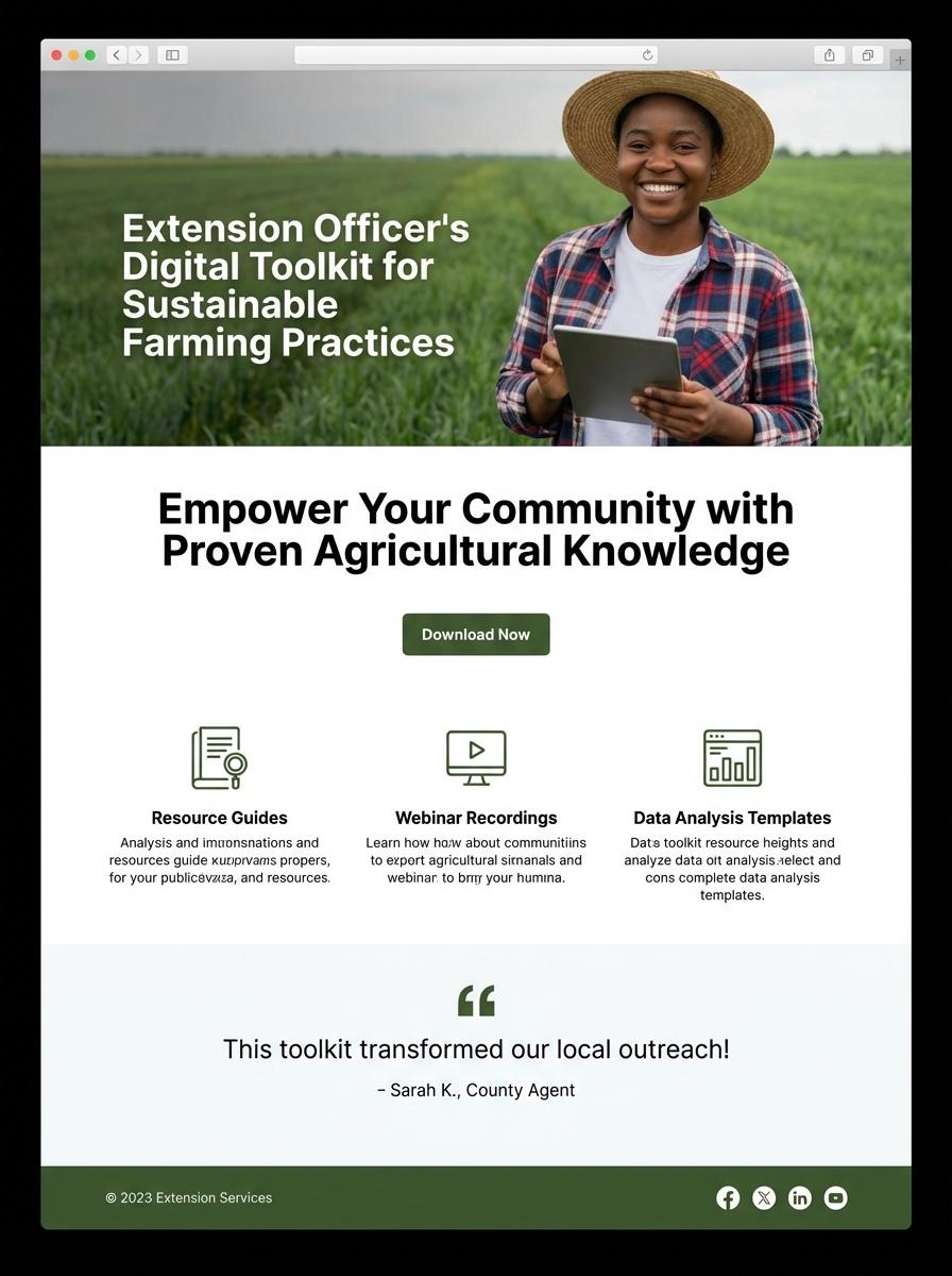 Landing page for digital product Extension officer