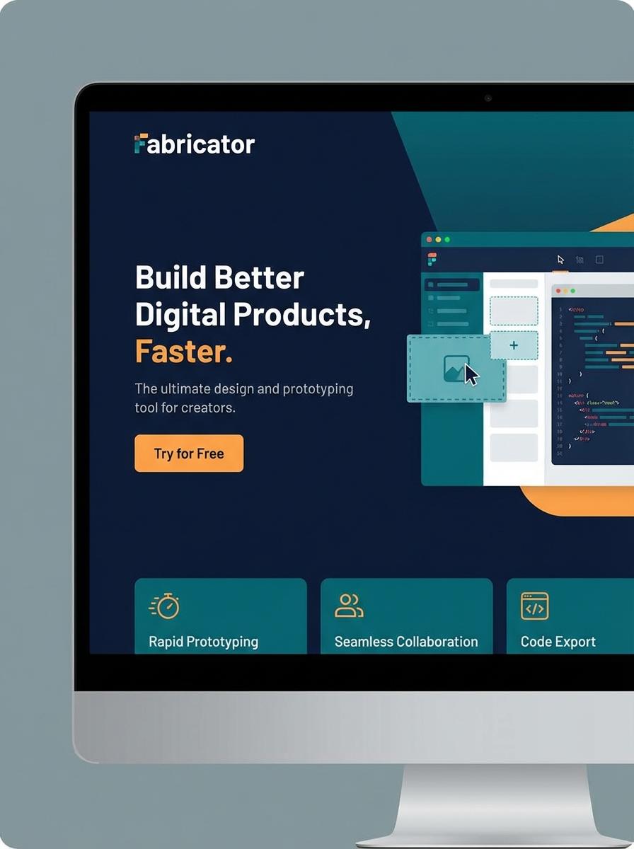Landing page for digital product Fabricator
