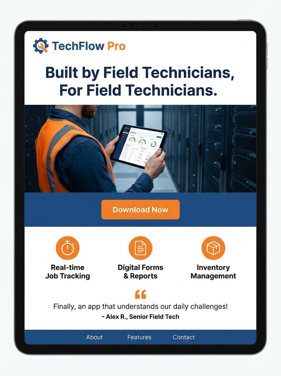 Landing page for digital product Field technician