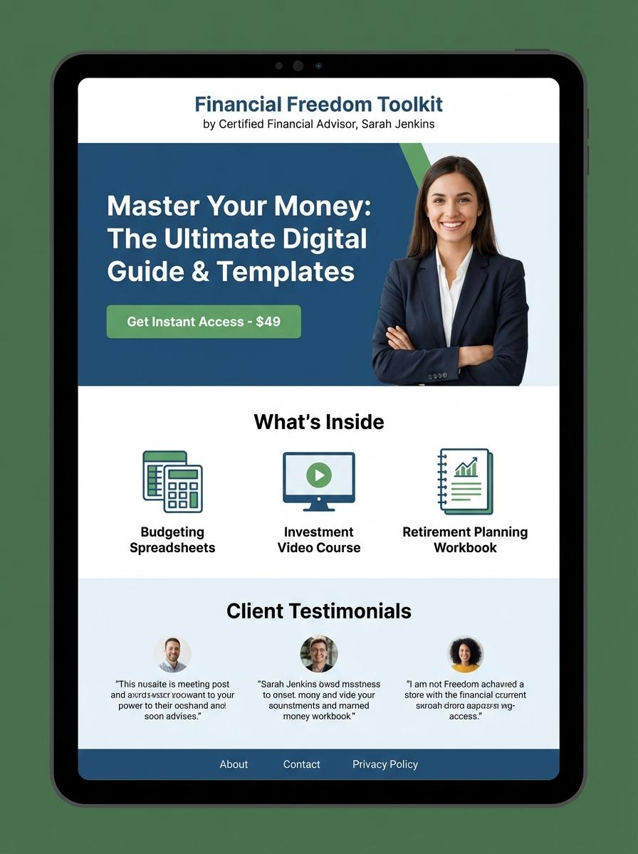 Landing page for digital product Financial advisor