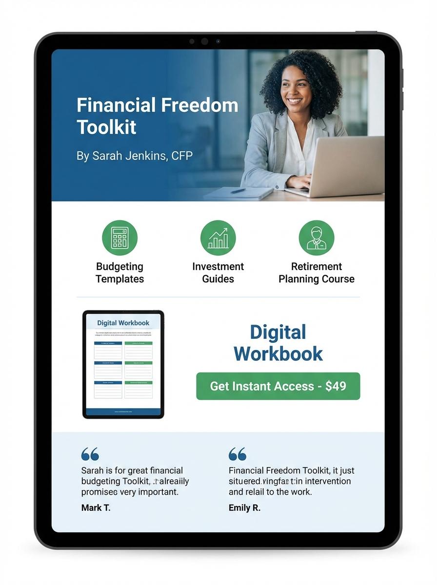 Landing page for digital product Financial planner