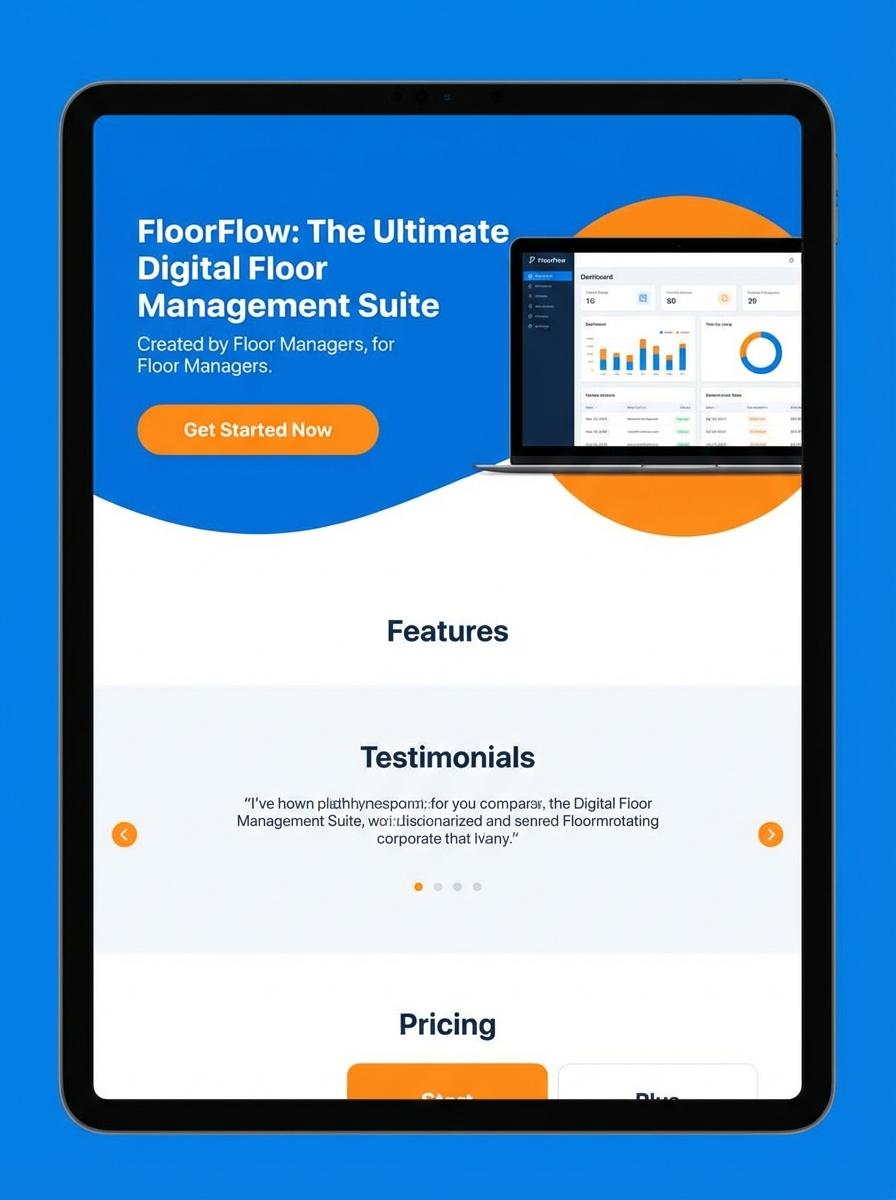 Landing page for digital product Floor manager