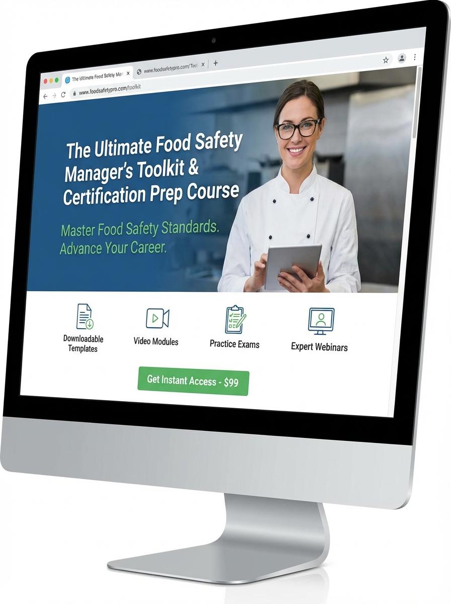 Landing page for digital product Food safety manager