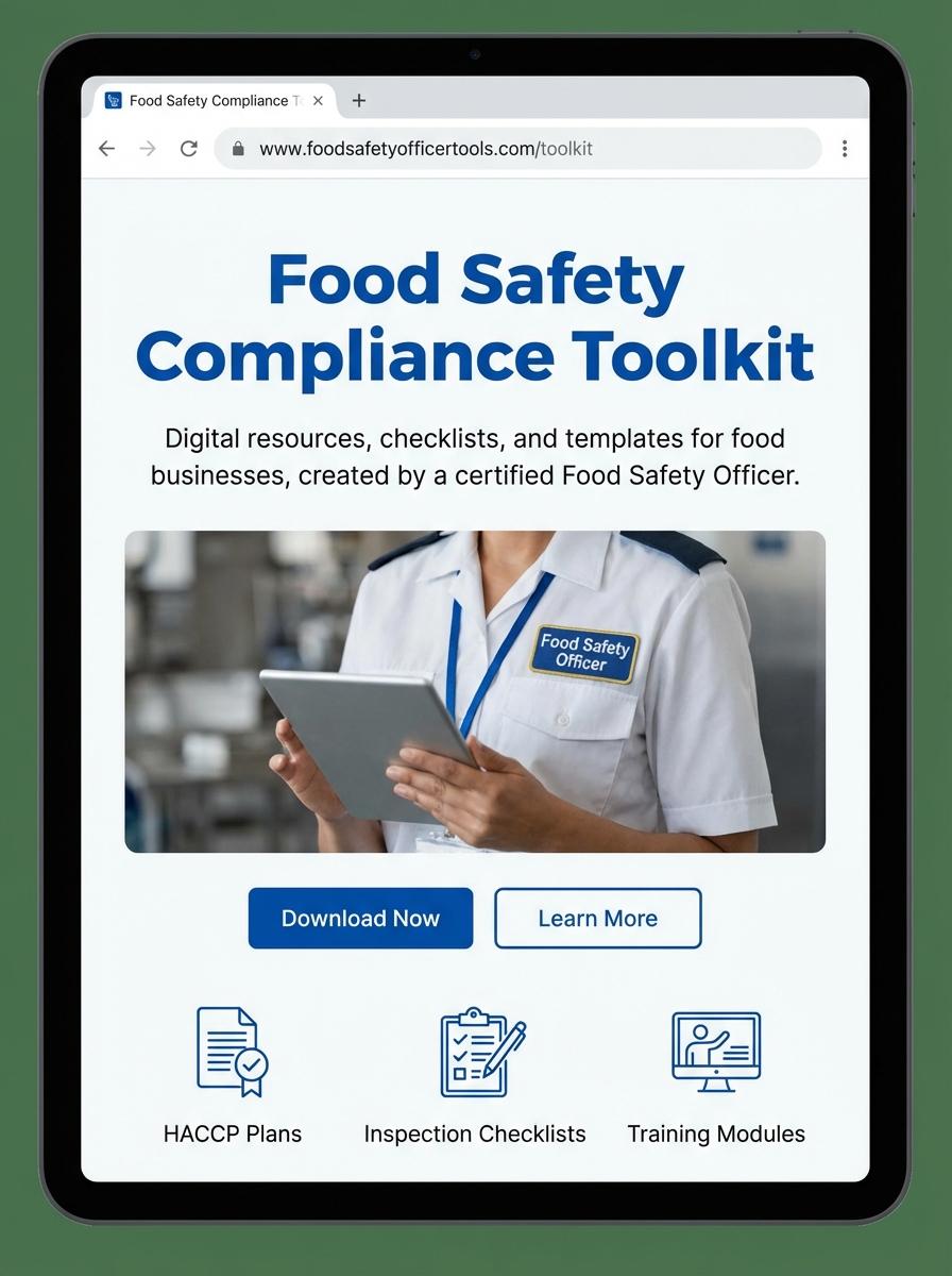 Landing page for digital product Food safety officer