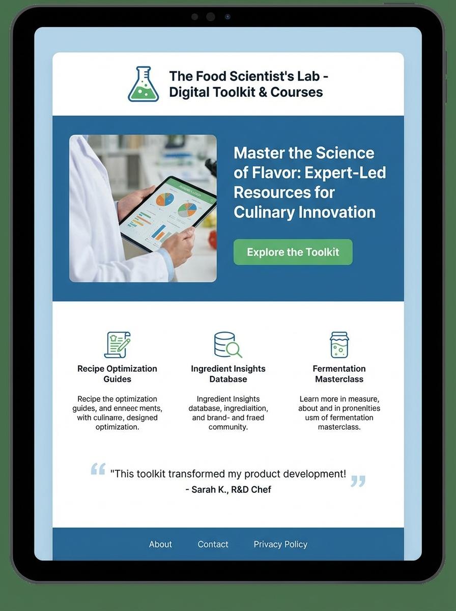 Landing page for digital product Food scientist