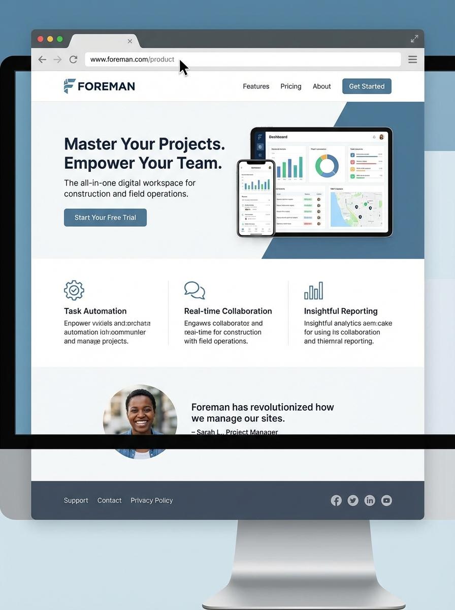 Landing page for digital product Foreman