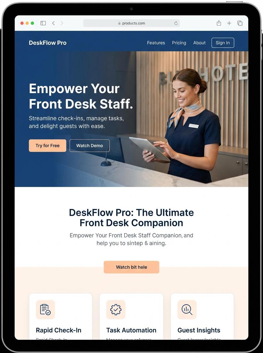 Landing page for digital product Front desk staff