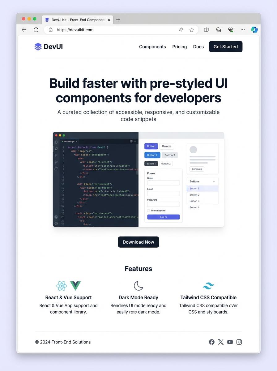 Landing page for digital product Front-end developer