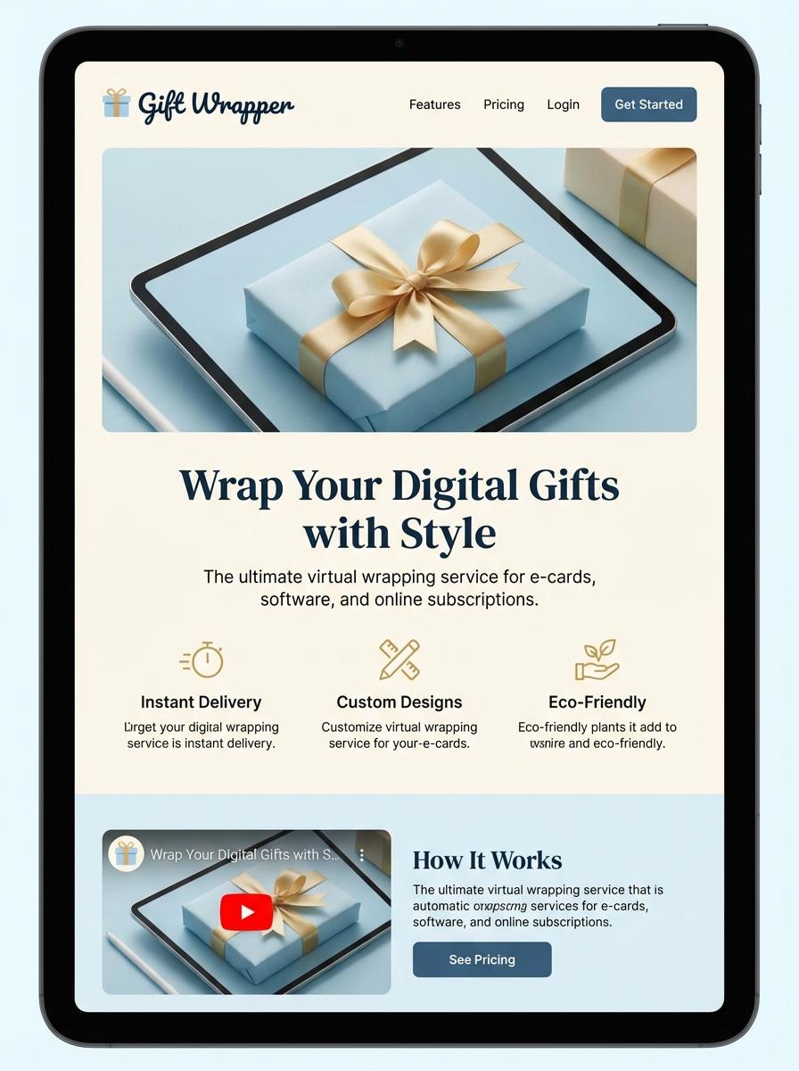 Landing page for digital product Gift wrapper