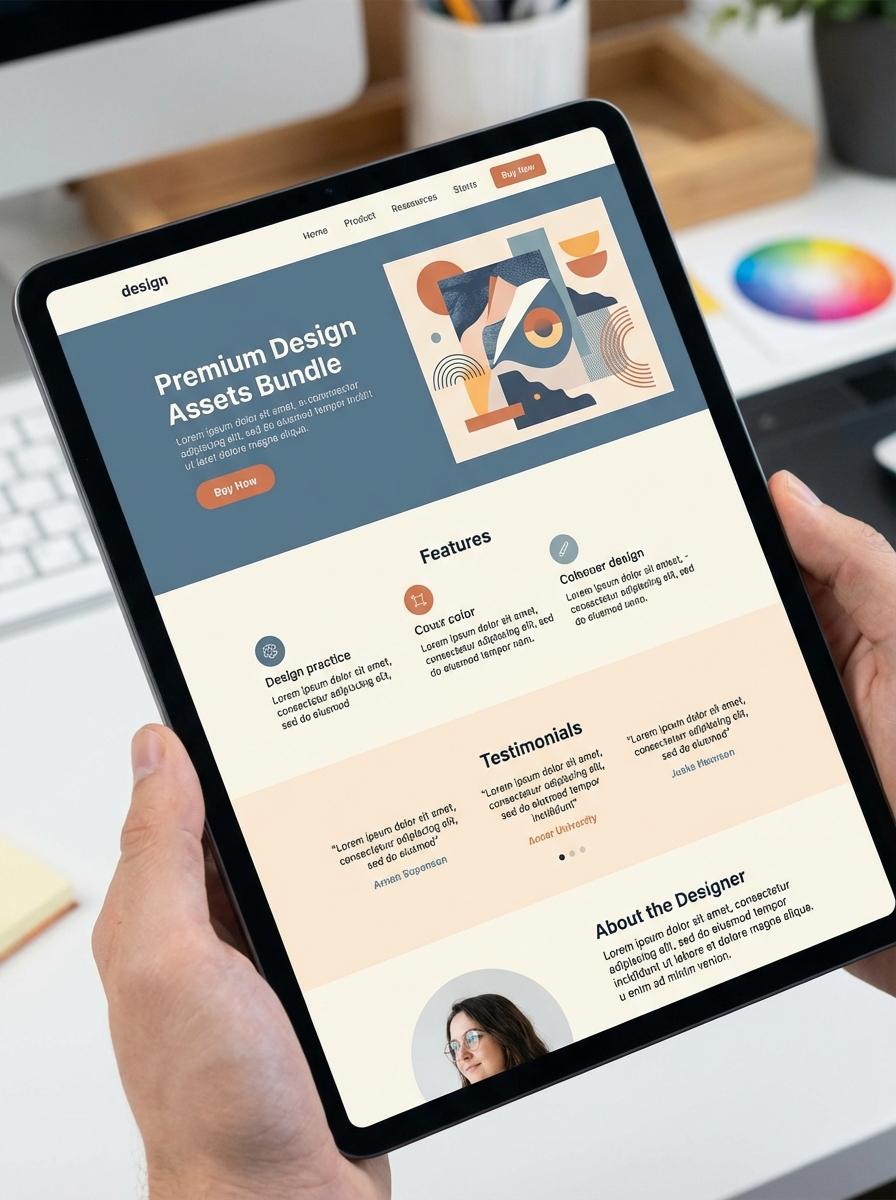 Landing page for digital product graphic designer