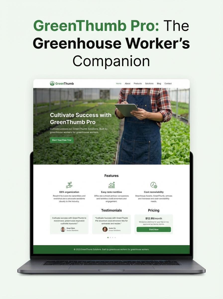 Landing page for digital product greenhouse worker