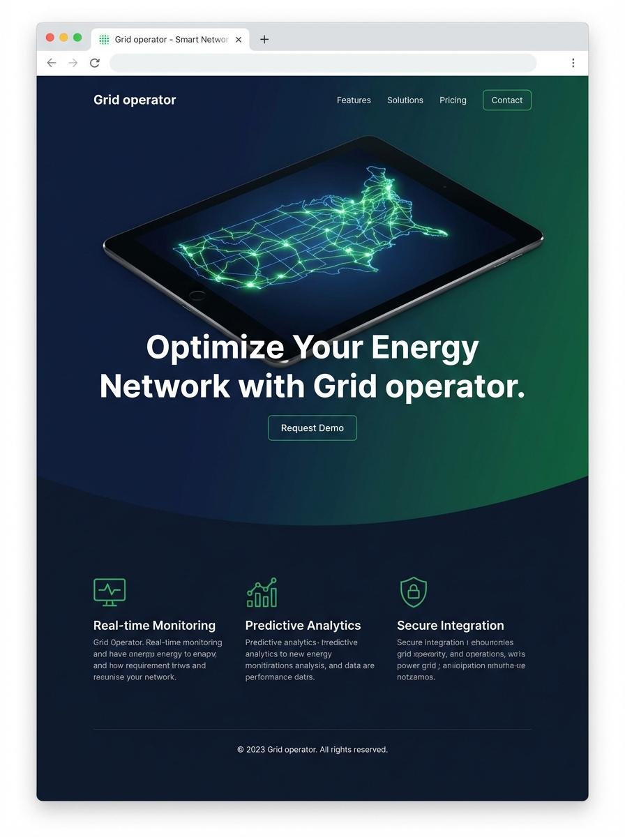 Landing page for digital product Grid operator