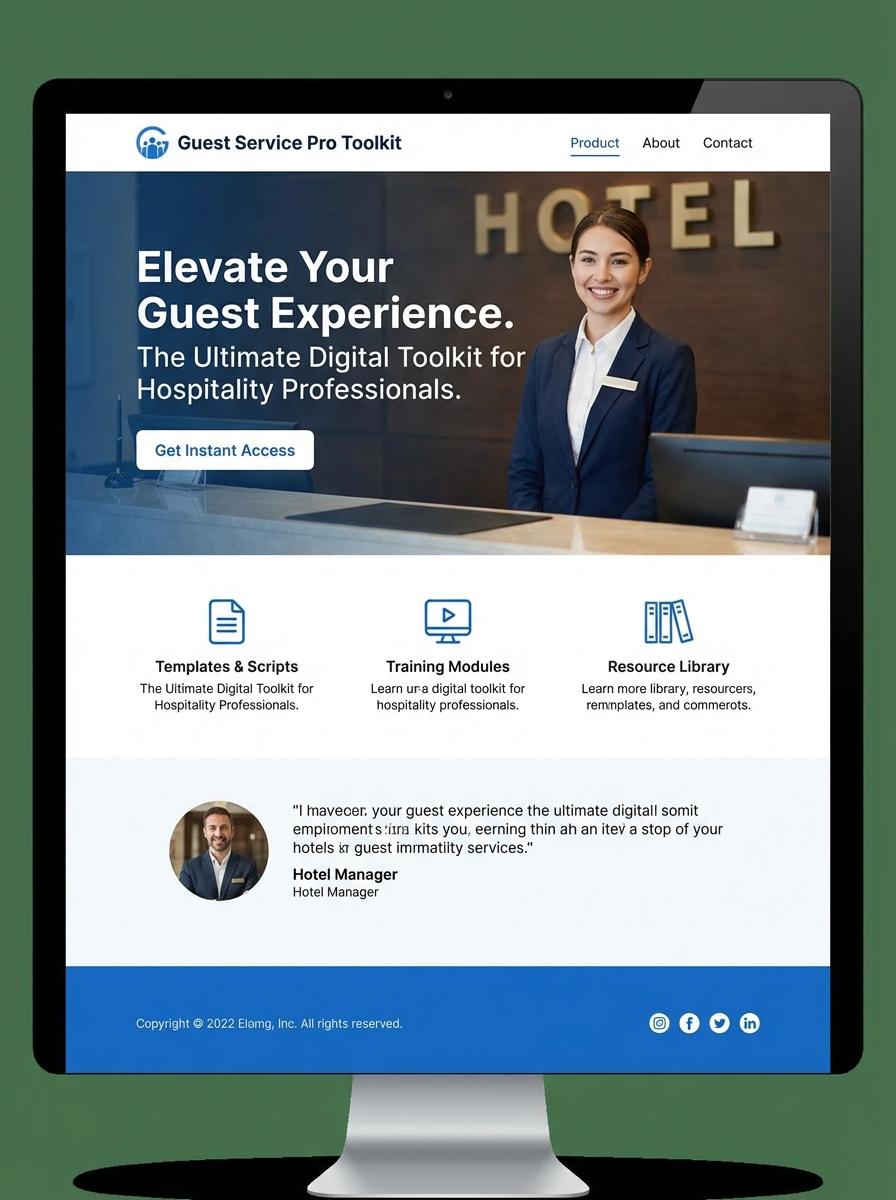 Landing page for digital product Guest service agent