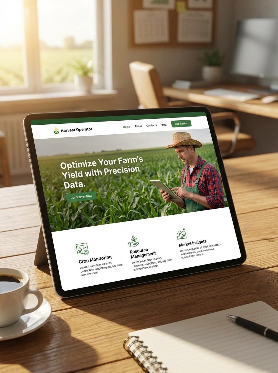Landing page for digital product harvest operator