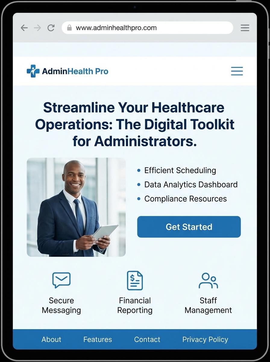 Landing page for digital product Healthcare administrator