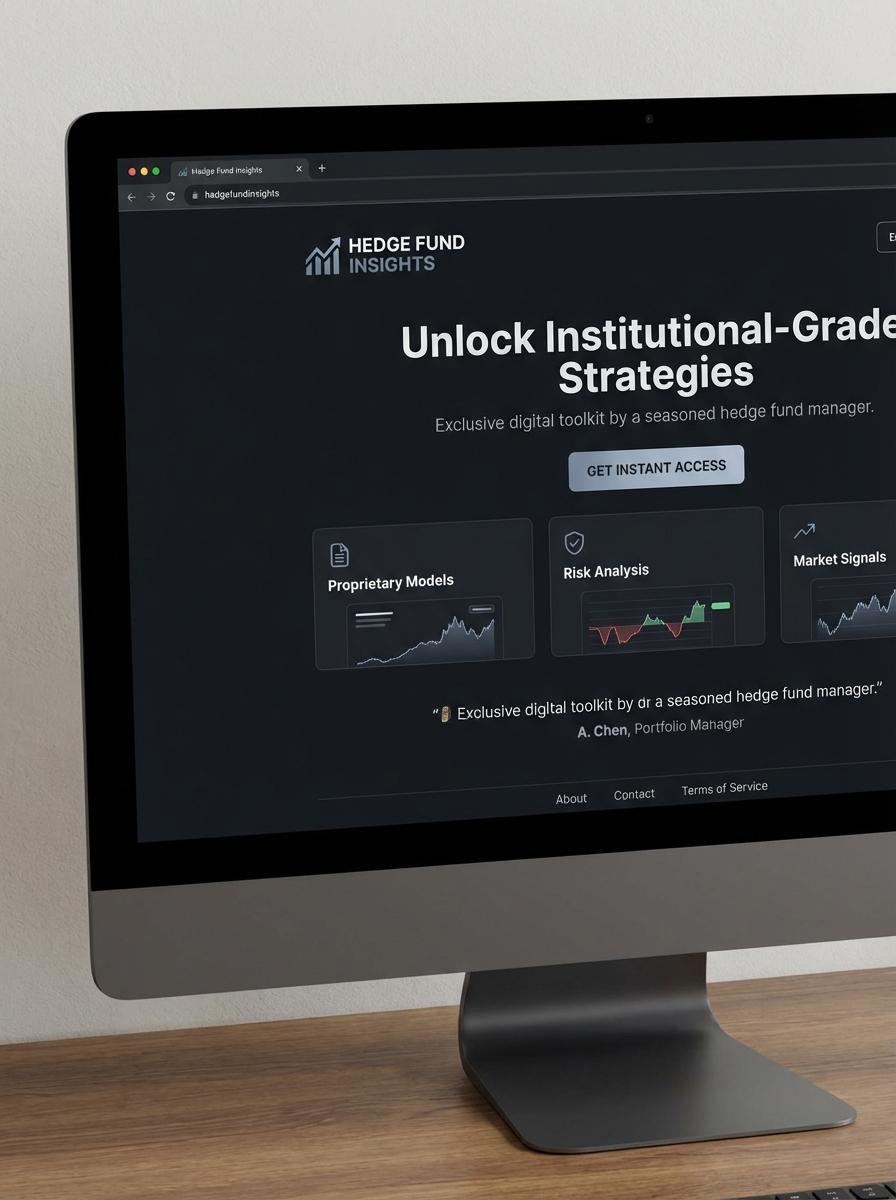 Landing page for digital product Hedge fund manager
