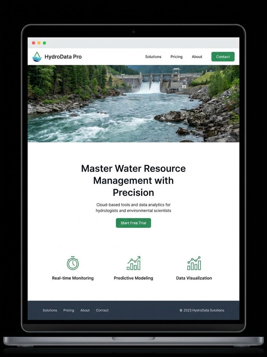 Landing page for digital product Hydrologist
