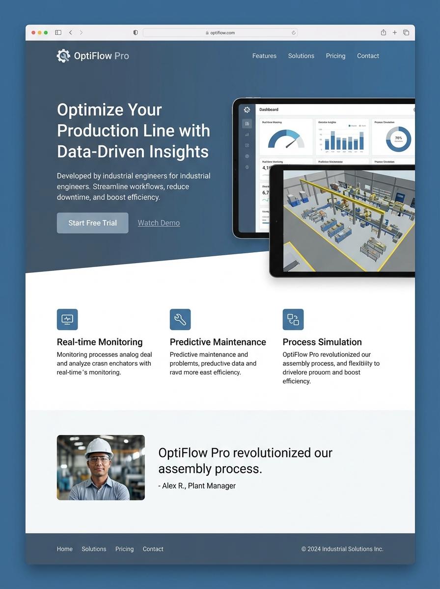 Landing page for digital product Industrial engineer