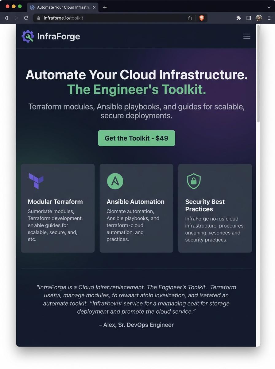 Landing page for digital product Infrastructure Engineer