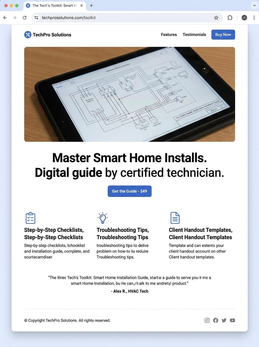 Landing page for digital product Installation technician