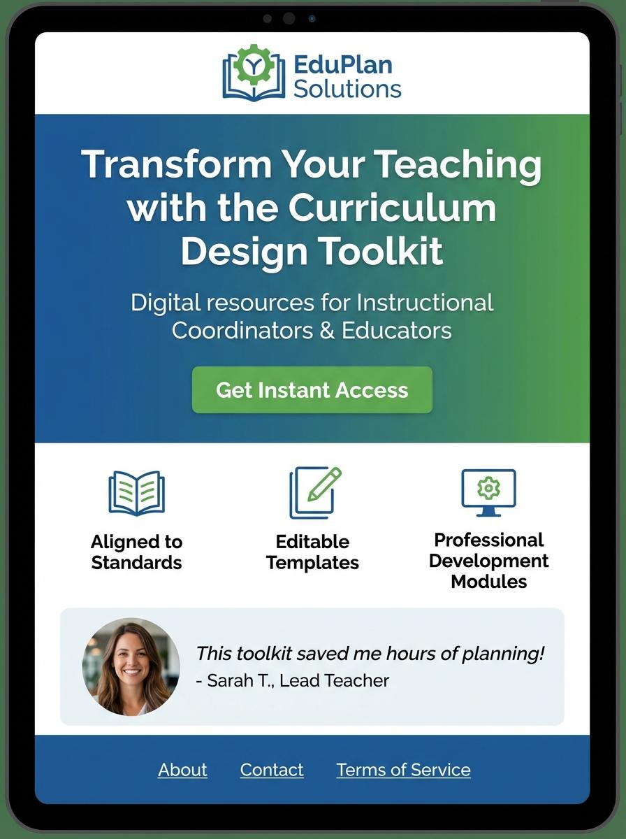 Landing page for digital product Instructional coordinator