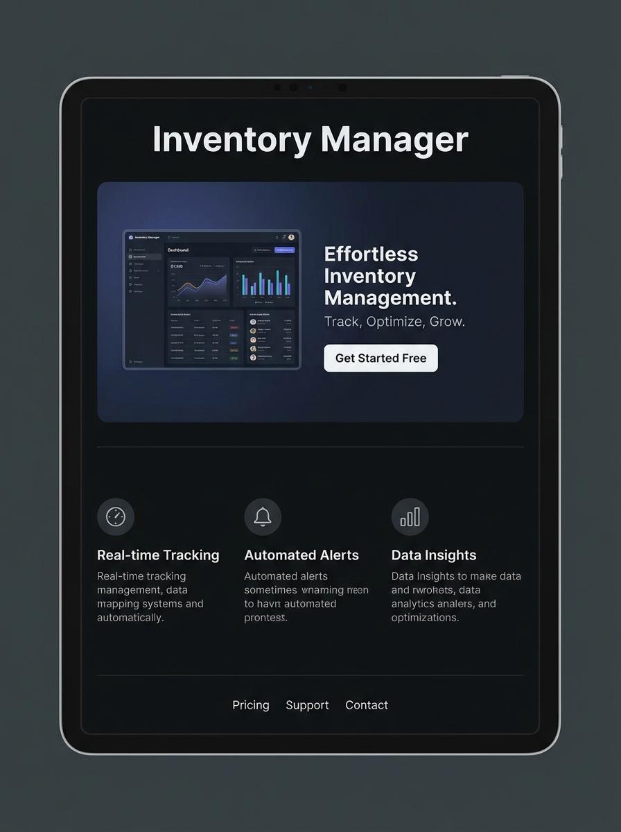 Landing page for digital product Inventory Manager