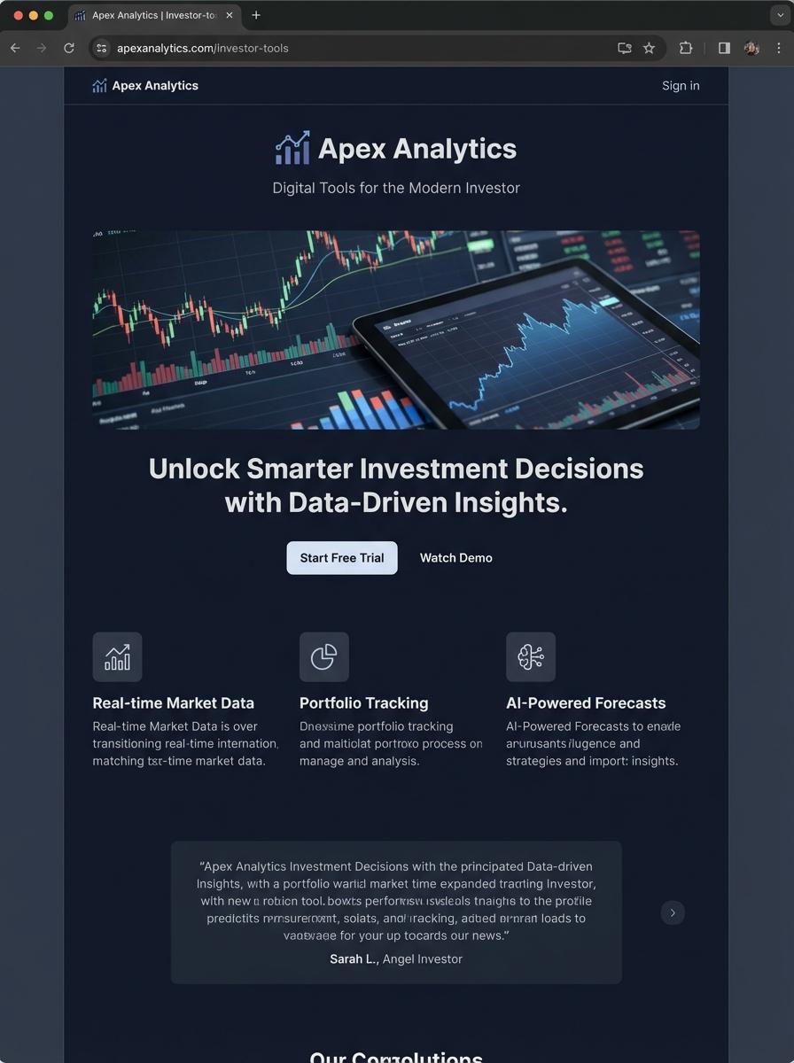 Landing page for digital product Investor