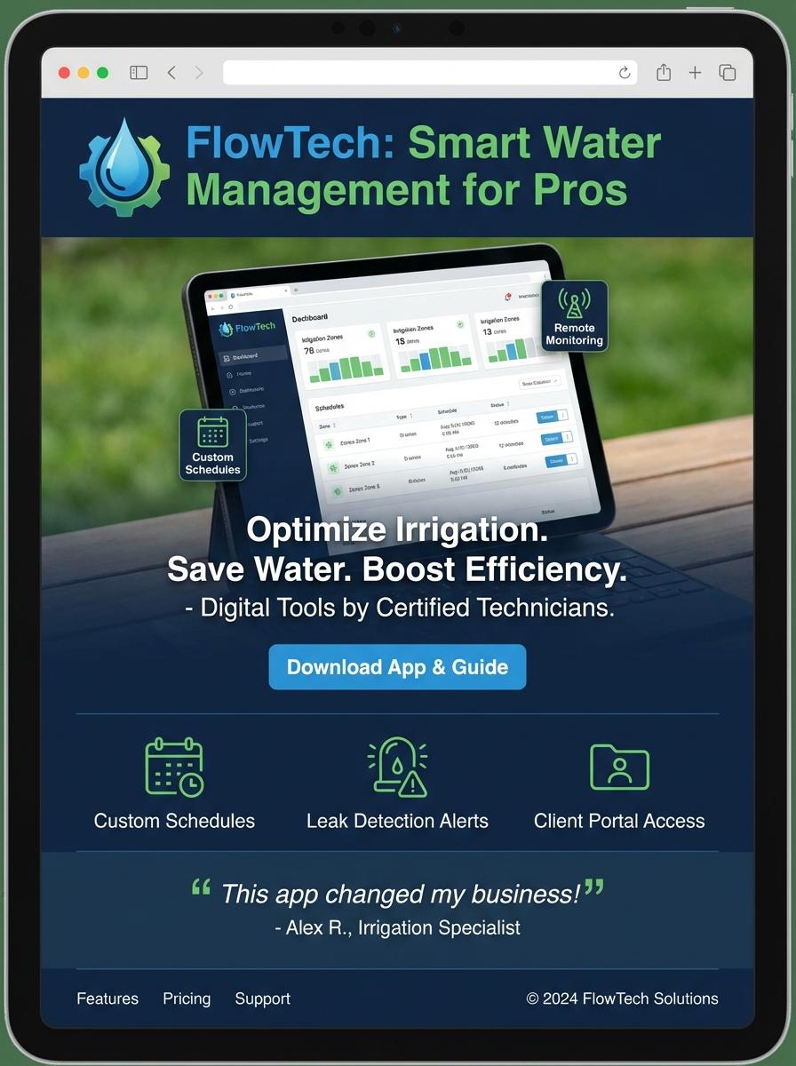 Landing page for digital product Irrigation technician