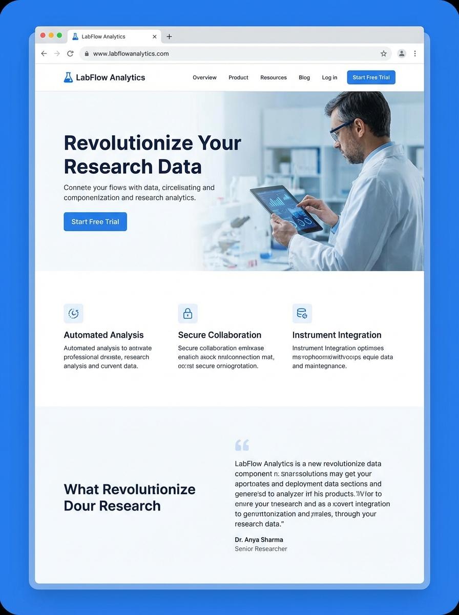 Landing page for digital product Laboratory scientist