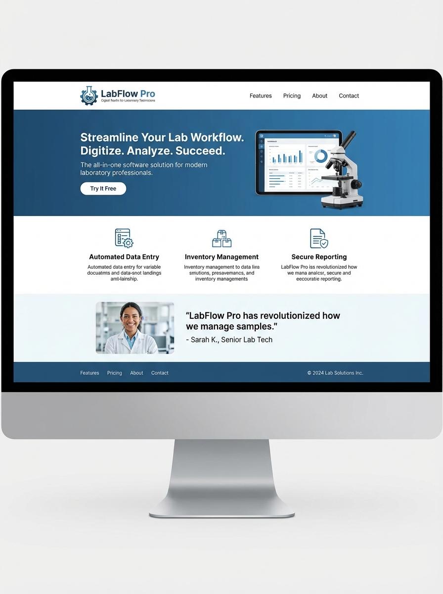 Landing page for digital product Laboratory technician