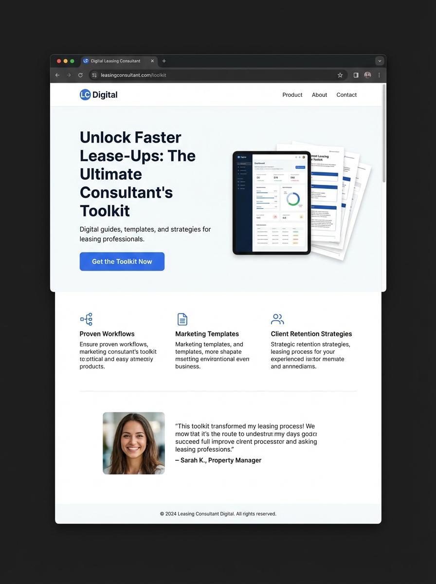 Landing page for digital product Leasing Consultant