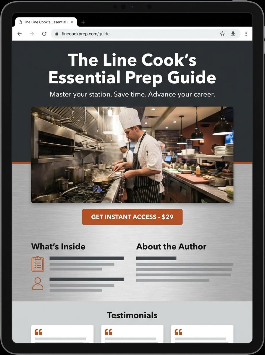 Landing page for digital product Line cook