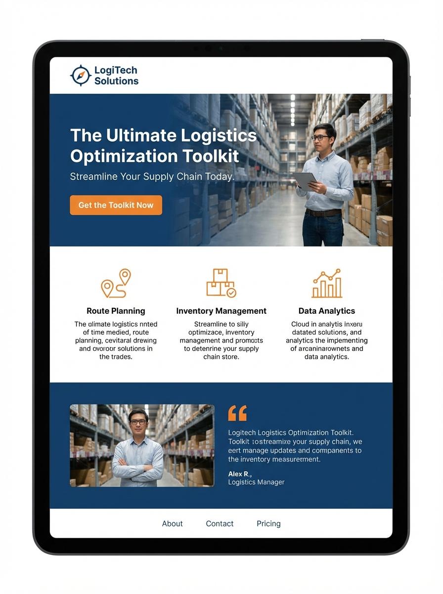 Landing page for digital product Logistician