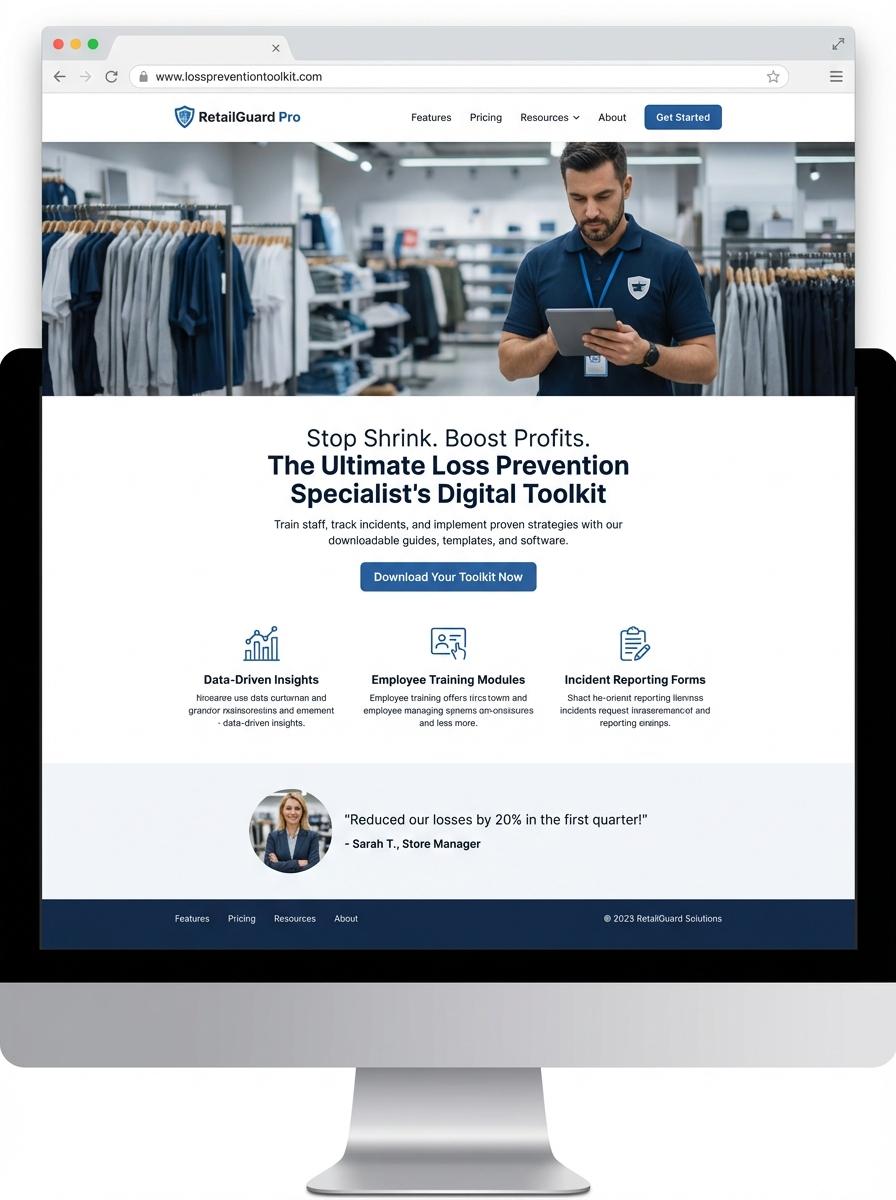 Landing page for digital product Loss prevention specialist