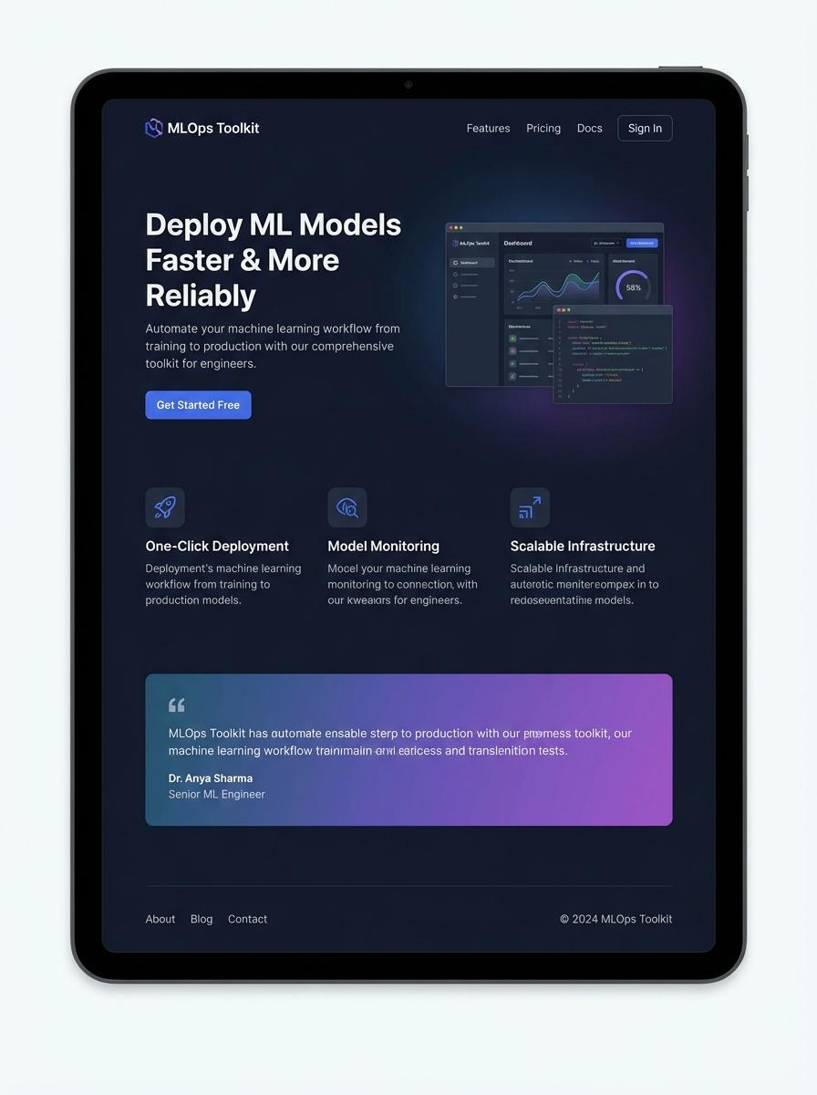 Landing page for digital product Machine learning engineer