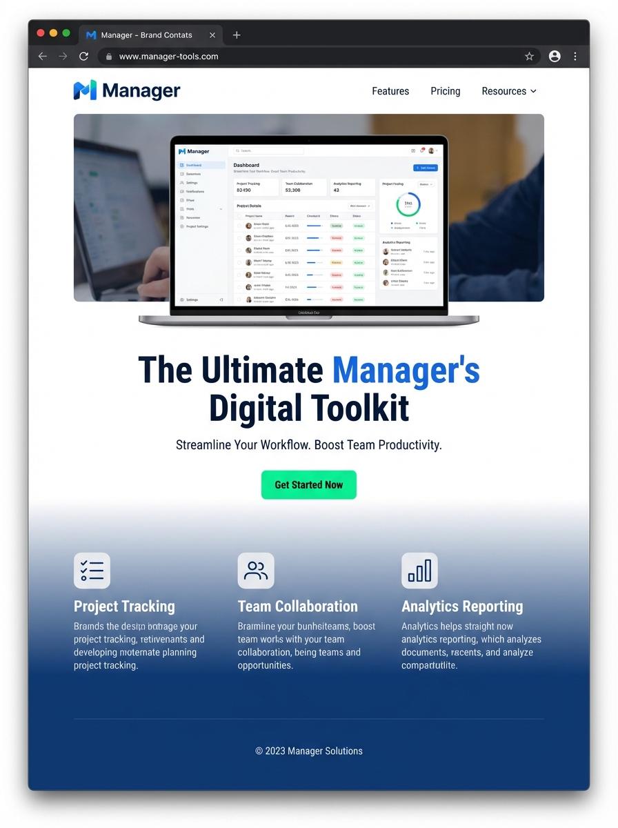 Landing page for digital product Manager