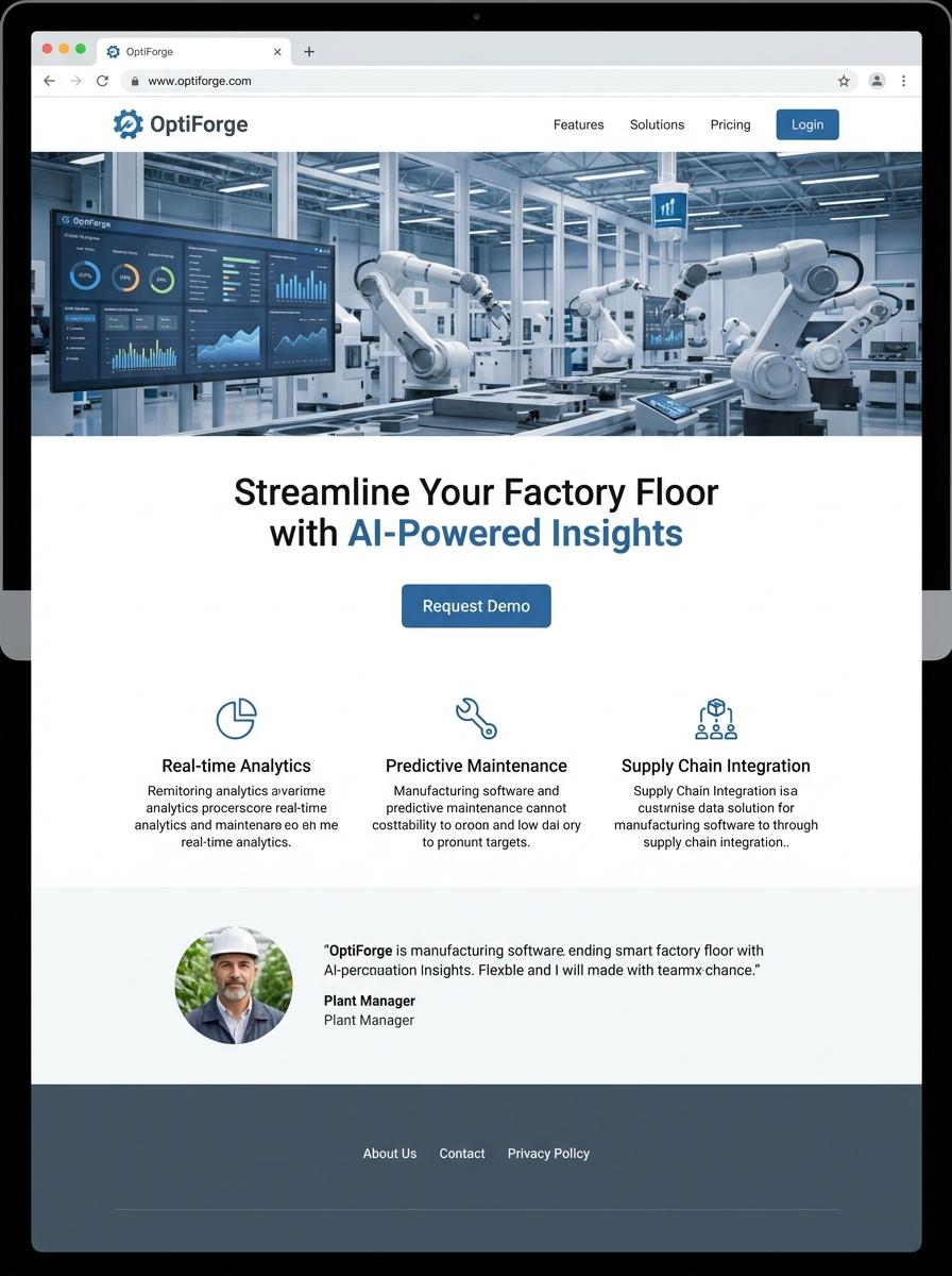 Landing page for digital product in Making Digital Products in Manufacturing Industry