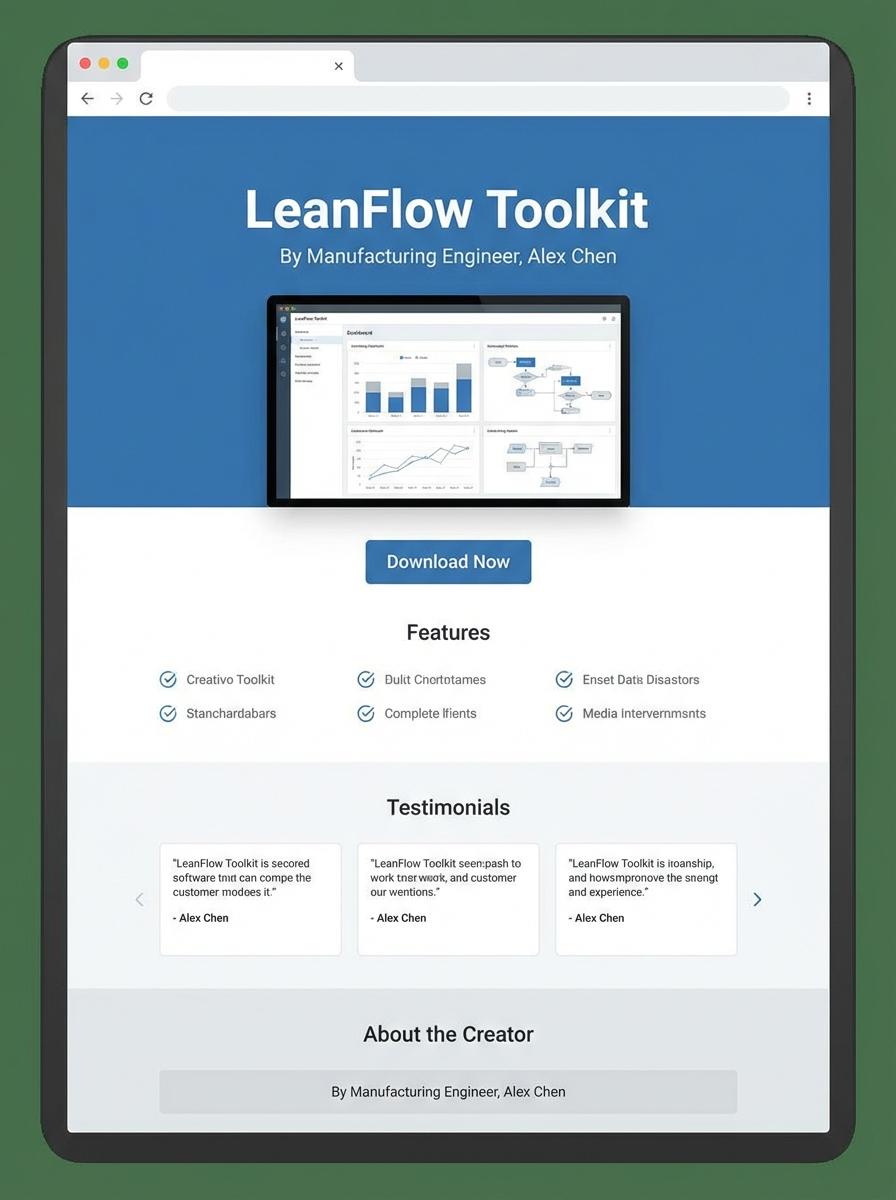 Landing page for digital product Manufacturing engineer