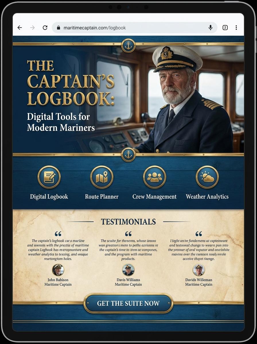 Landing page for digital product Maritime captain