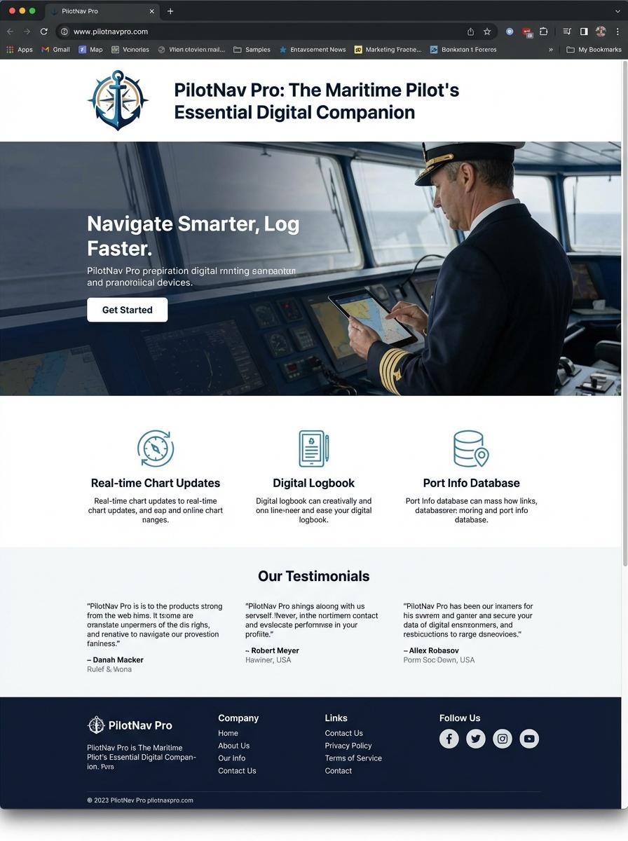 Landing page for digital product Maritime pilot
