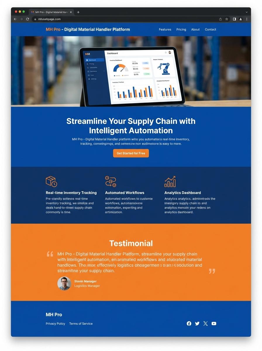 Landing page for digital product Material handler