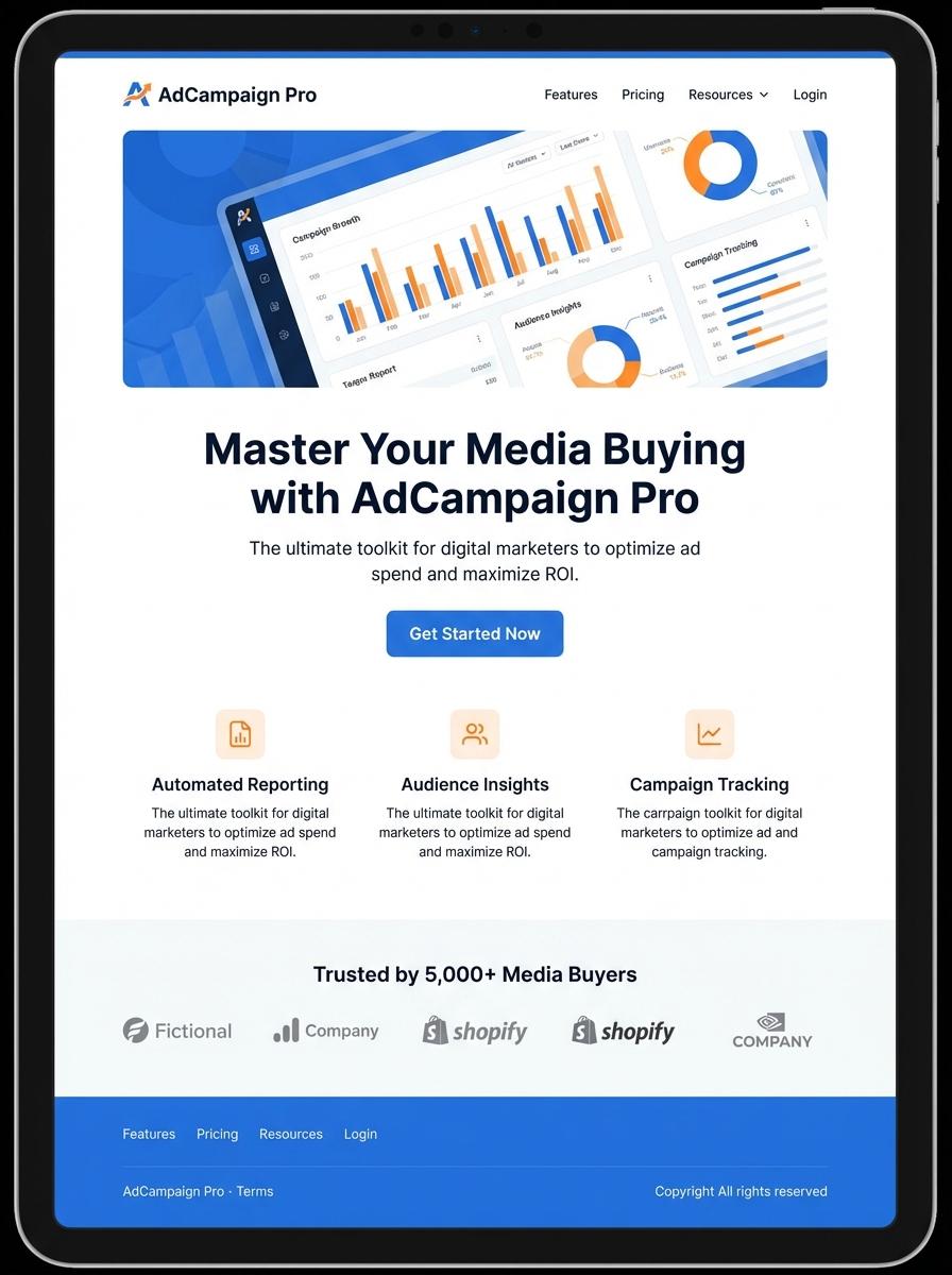 Landing page for digital product media buyer
