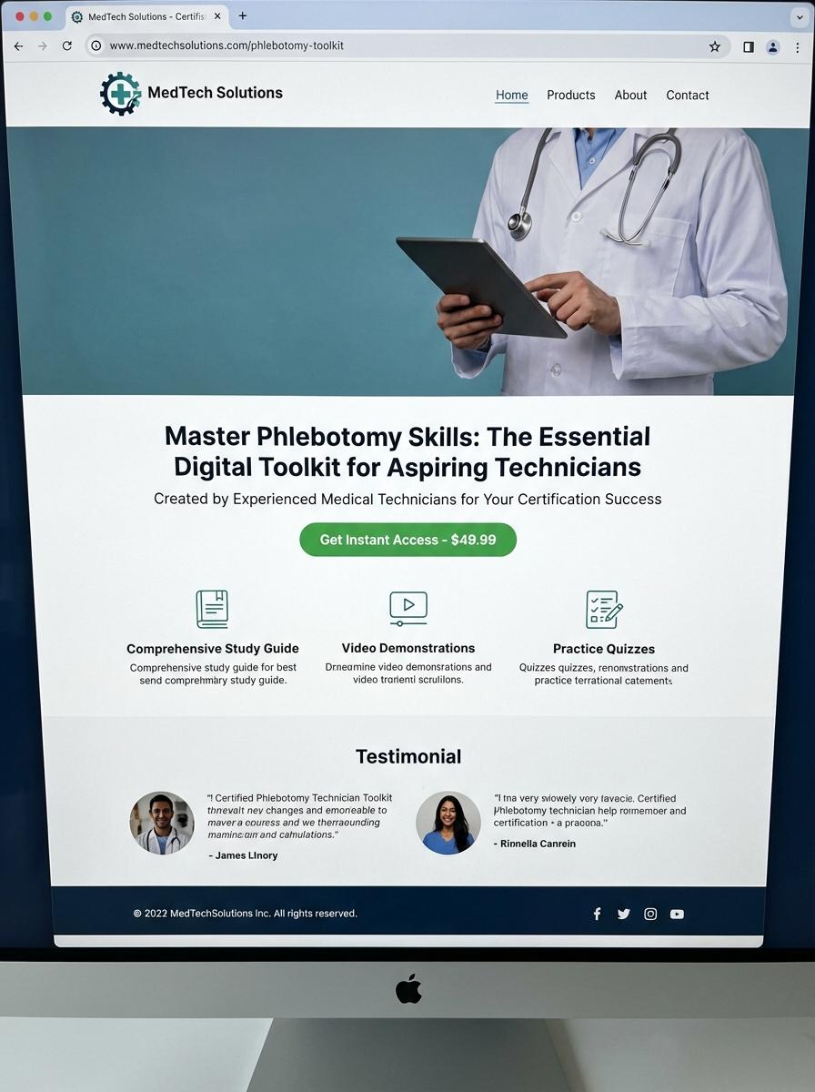 Landing page for digital product Medical technician
