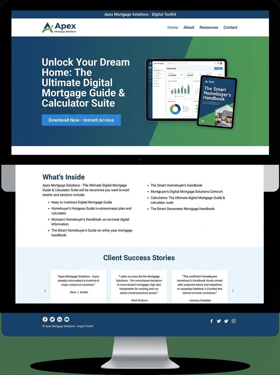 Landing page for digital product mortgage broker