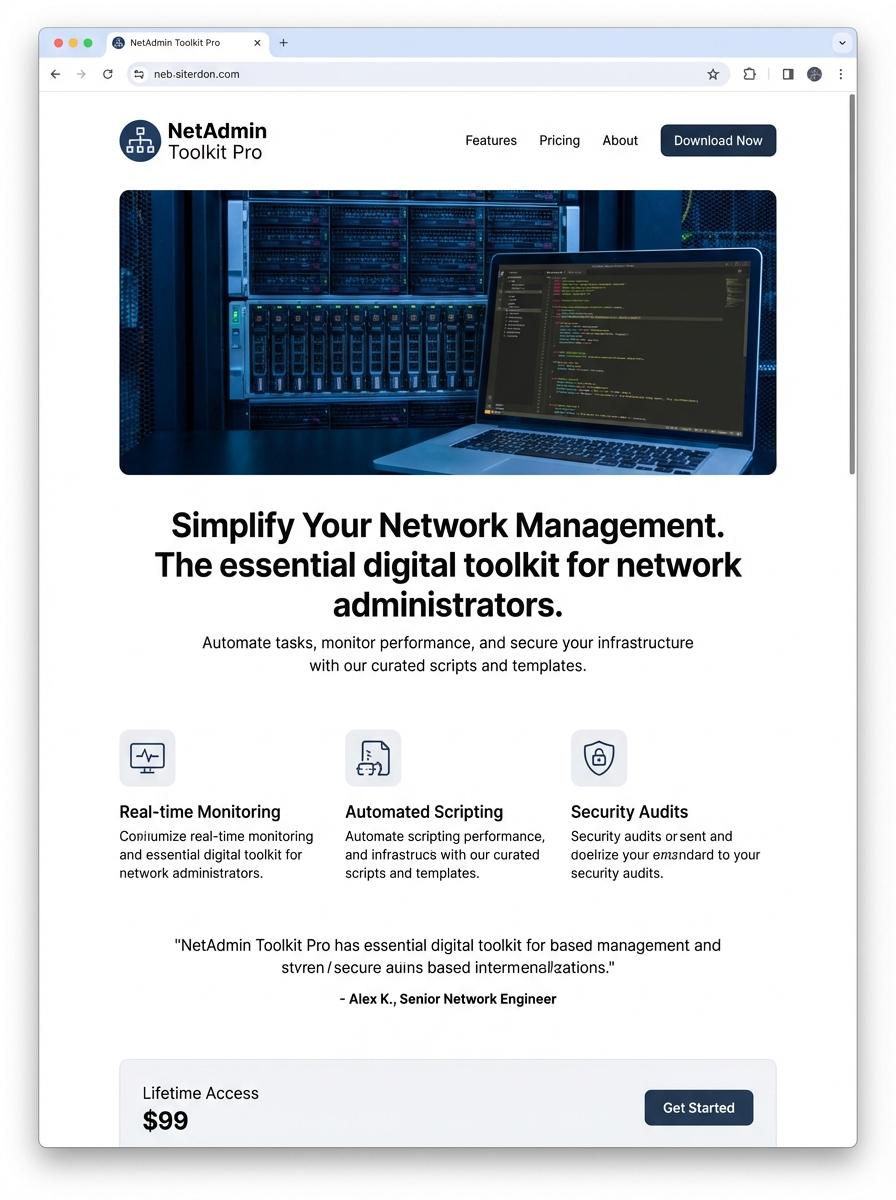 Landing page for digital product Network administrator
