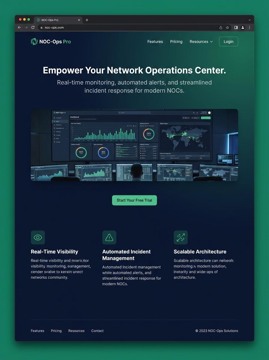 Landing page for digital product Network operation center operator